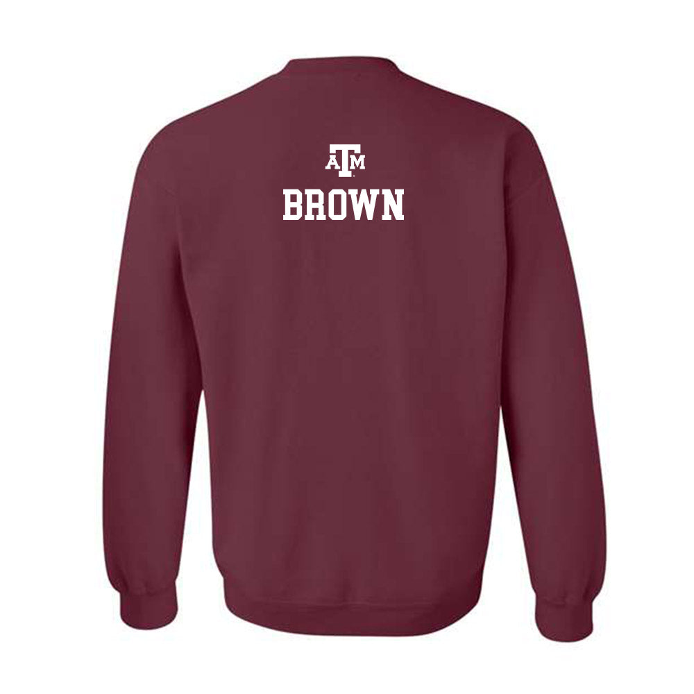 Texas A&M - NCAA Men's Swimming & Diving : Logan Brown - Maroon Out 2026 Crewneck Sweatshirt-1