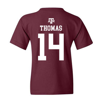 Texas A&M - NCAA Football : Jayvon Thomas - Maroon Out 2026 Youth T-Shirt-1