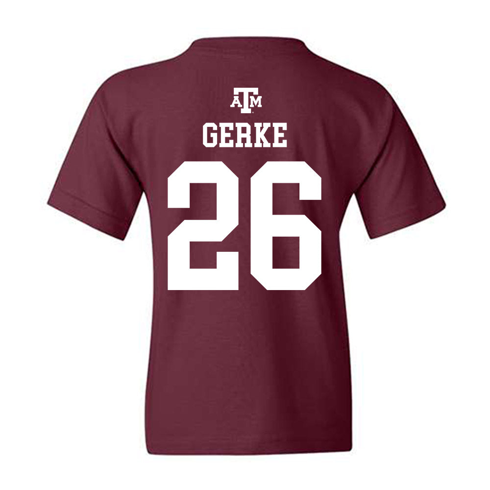 Texas A&M - NCAA Football : Layne Gerke - Maroon Out 2026 Youth T-Shirt-1