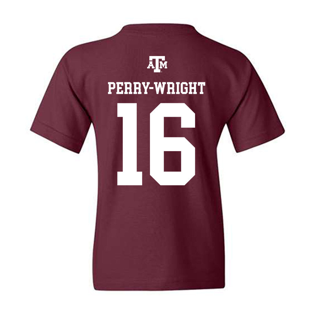 Texas A&M - NCAA Football : Bryce Perry-Wright - Maroon Out 2026 Youth T-Shirt-1