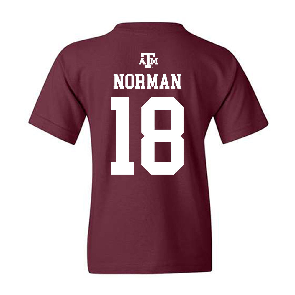 Texas A&M - NCAA Football : TK Norman - Maroon Out 2026 Youth T-Shirt-1
