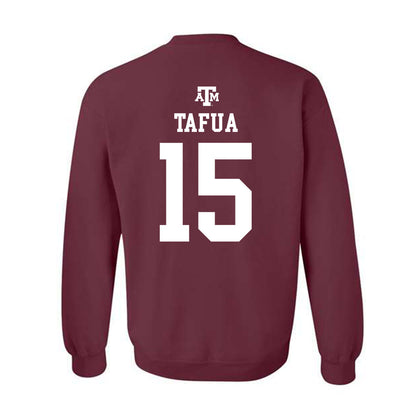 Texas A&M - NCAA Football : Caleb Tafua - Maroon Out 2026 Crewneck Sweatshirt-1