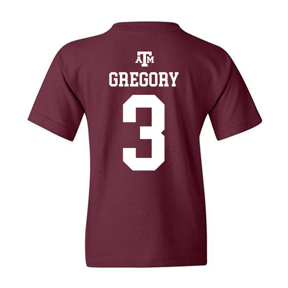 Texas A&M - NCAA Football : Aaron Gregory - Maroon Out 2026 Youth T-Shirt-1