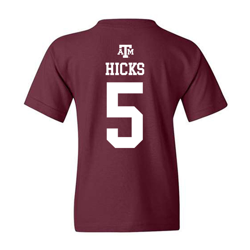 Texas A&M - NCAA Football : DJ Hicks - Maroon Out 2026 Youth T-Shirt-1