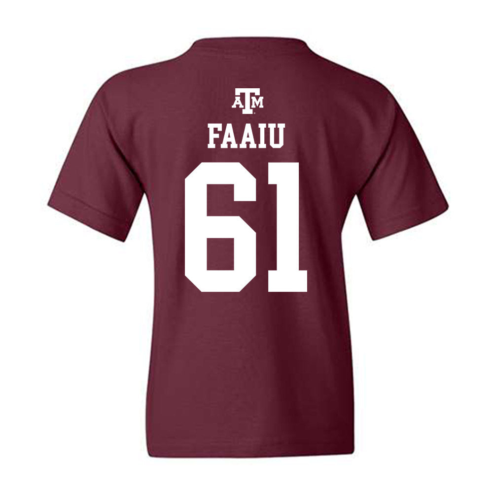 Texas A&M - NCAA Football : Kolinu'u Faaiu - Maroon Out 2026 Youth T-Shirt-1