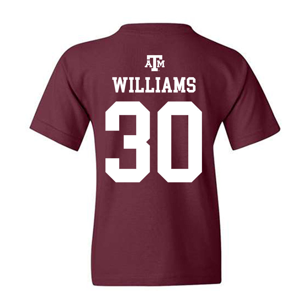 Texas A&M - NCAA Football : Solomon Williams - Maroon Out 2026 Youth T-Shirt-1