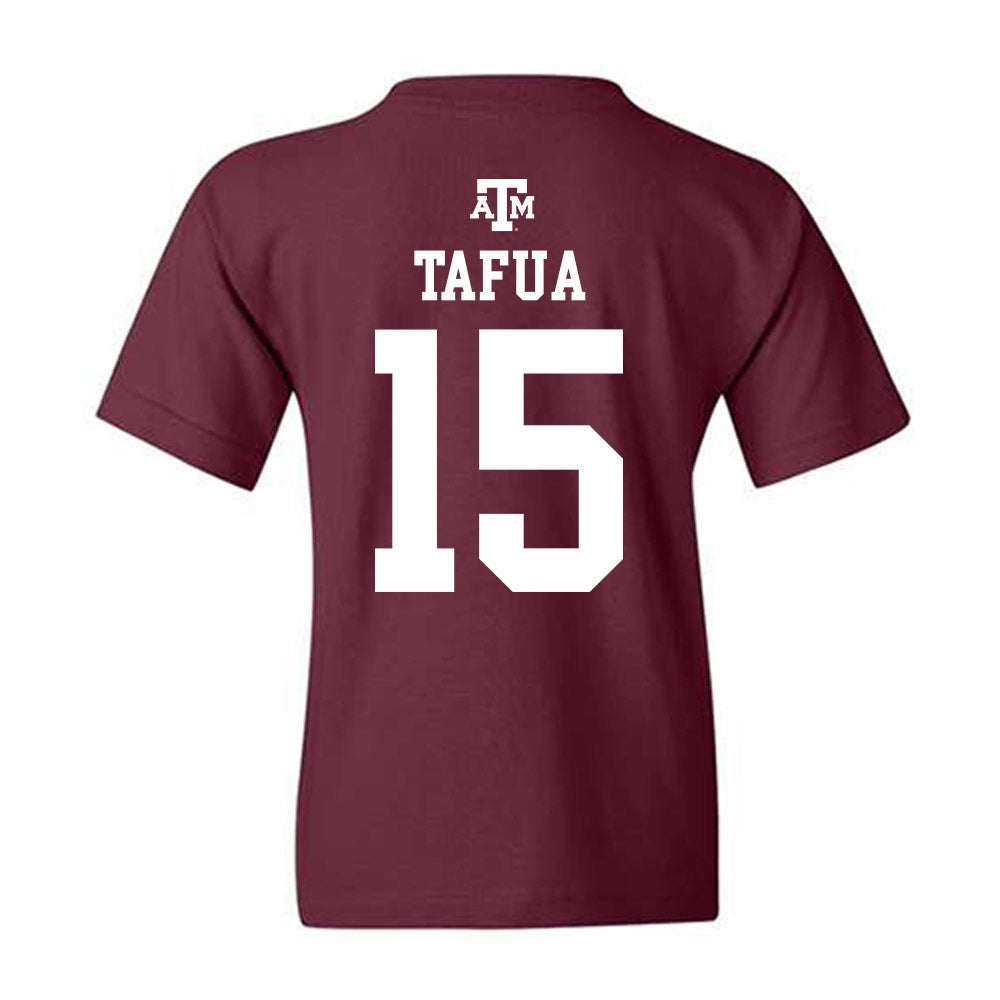 Texas A&M - NCAA Football : Caleb Tafua - Maroon Out 2026 Youth T-Shirt-1