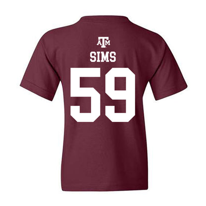 Texas A&M - NCAA Football : Chace Sims - Maroon Out 2026 Youth T-Shirt-1