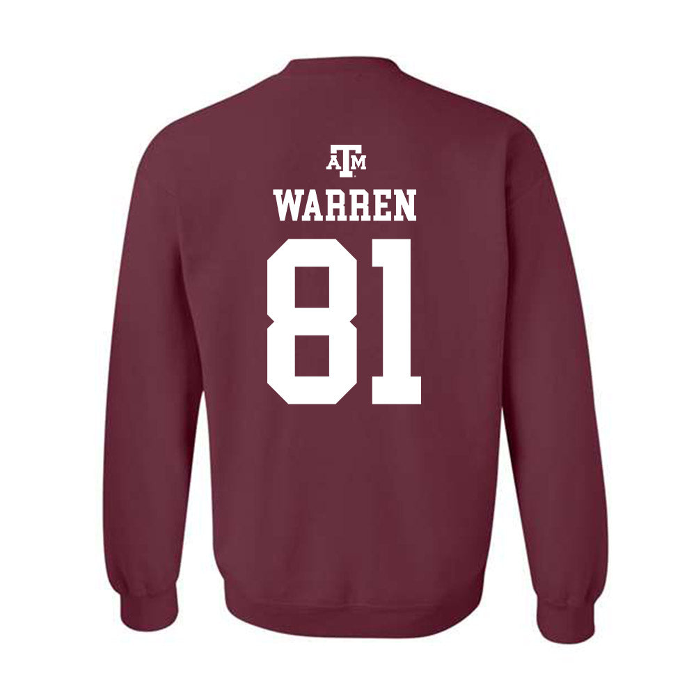 Texas A&M - NCAA Football : Jayden Warren - Maroon Out 2026 Crewneck Sweatshirt-1