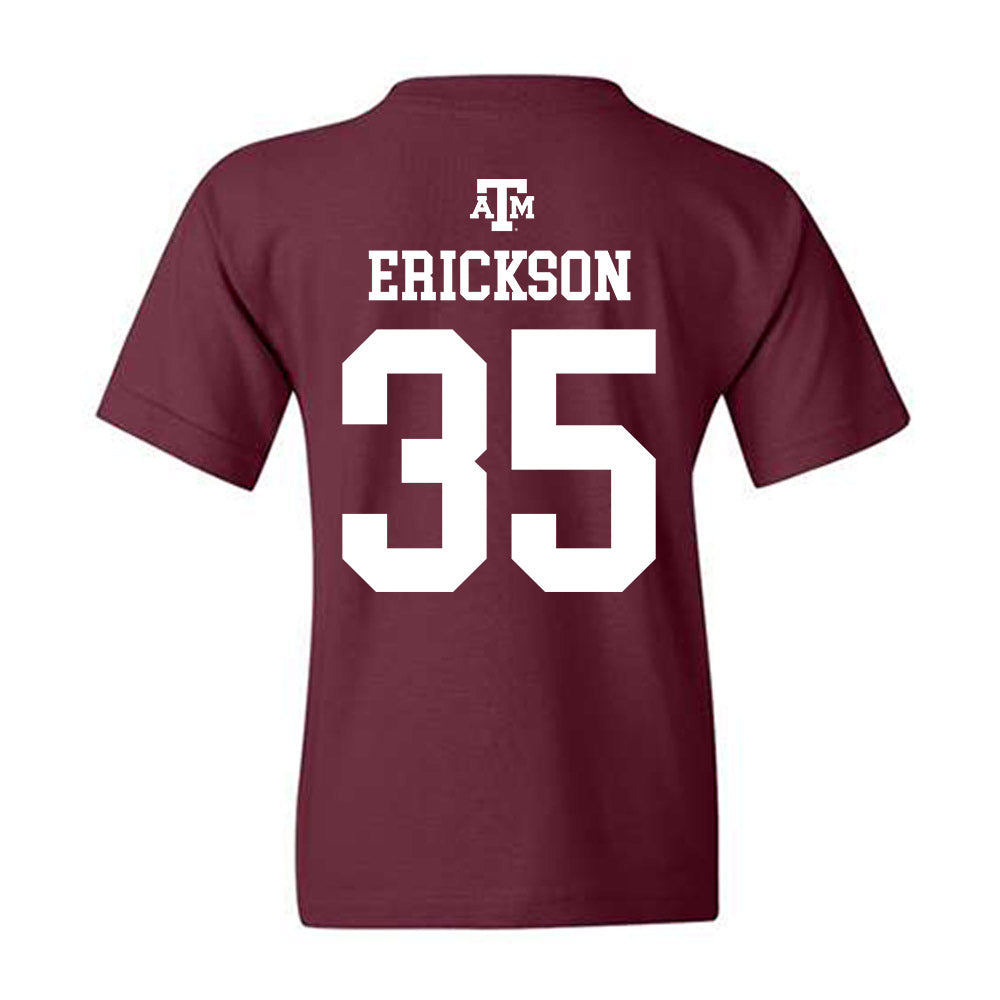 Texas A&M - NCAA Baseball : Sam Erickson - Maroon Out 2026 Youth T-Shirt-1
