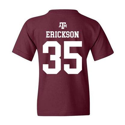 Texas A&M - NCAA Baseball : Sam Erickson - Maroon Out 2026 Youth T-Shirt-1