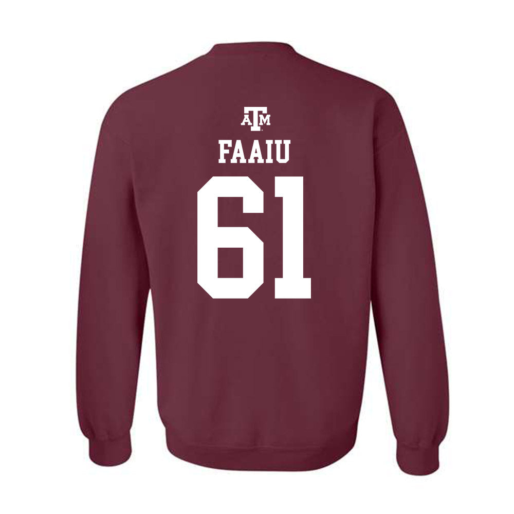 Texas A&M - NCAA Football : Kolinu'u Faaiu - Maroon Out 2026 Crewneck Sweatshirt-1