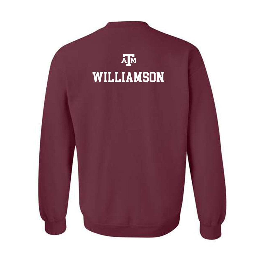 Texas A&M - NCAA Women's Swimming & Diving : Eloise Williamson - Maroon Out 2026 Crewneck Sweatshirt-1