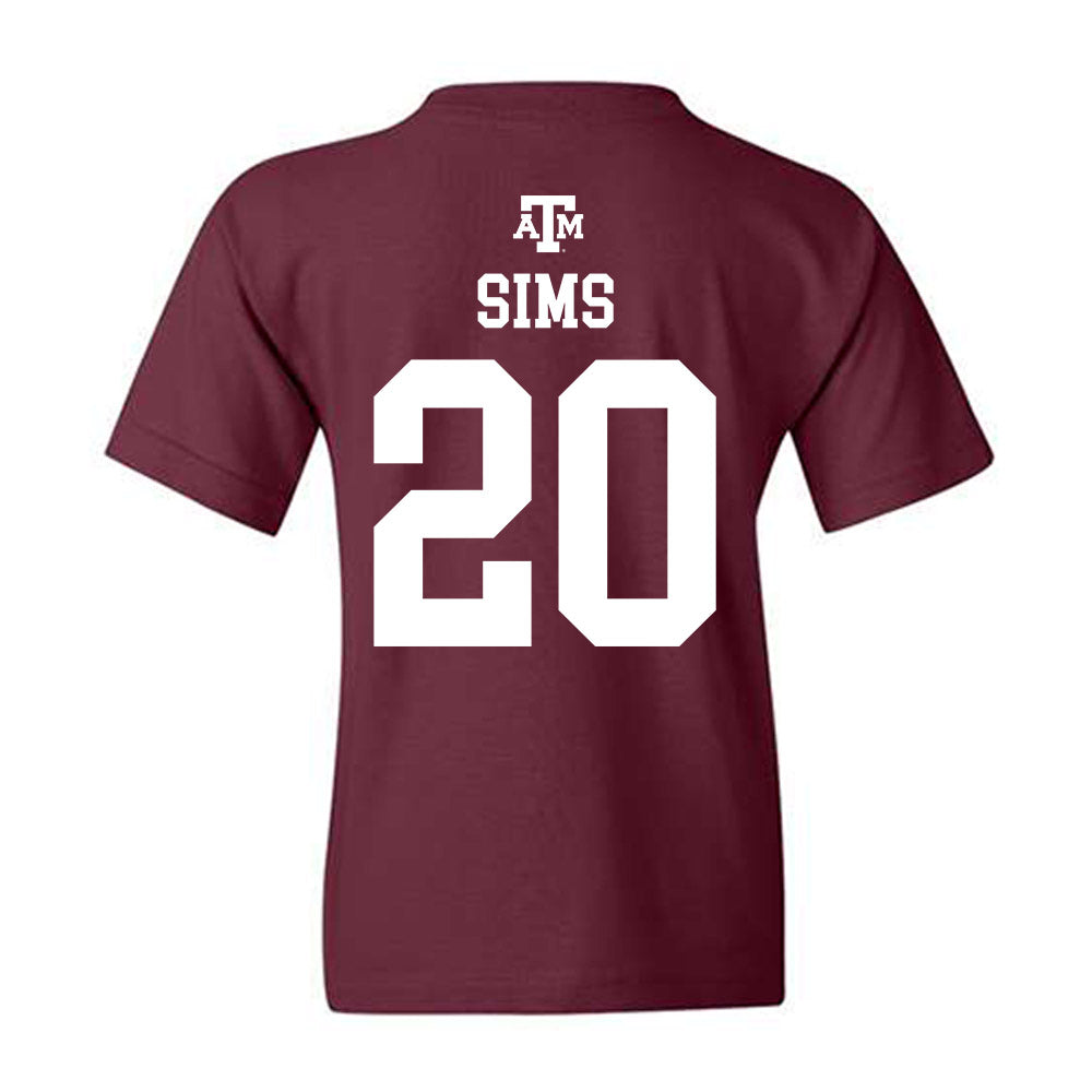 Texas A&M - NCAA Baseball : Aiden Sims - Maroon Out 2026 Youth T-Shirt-1