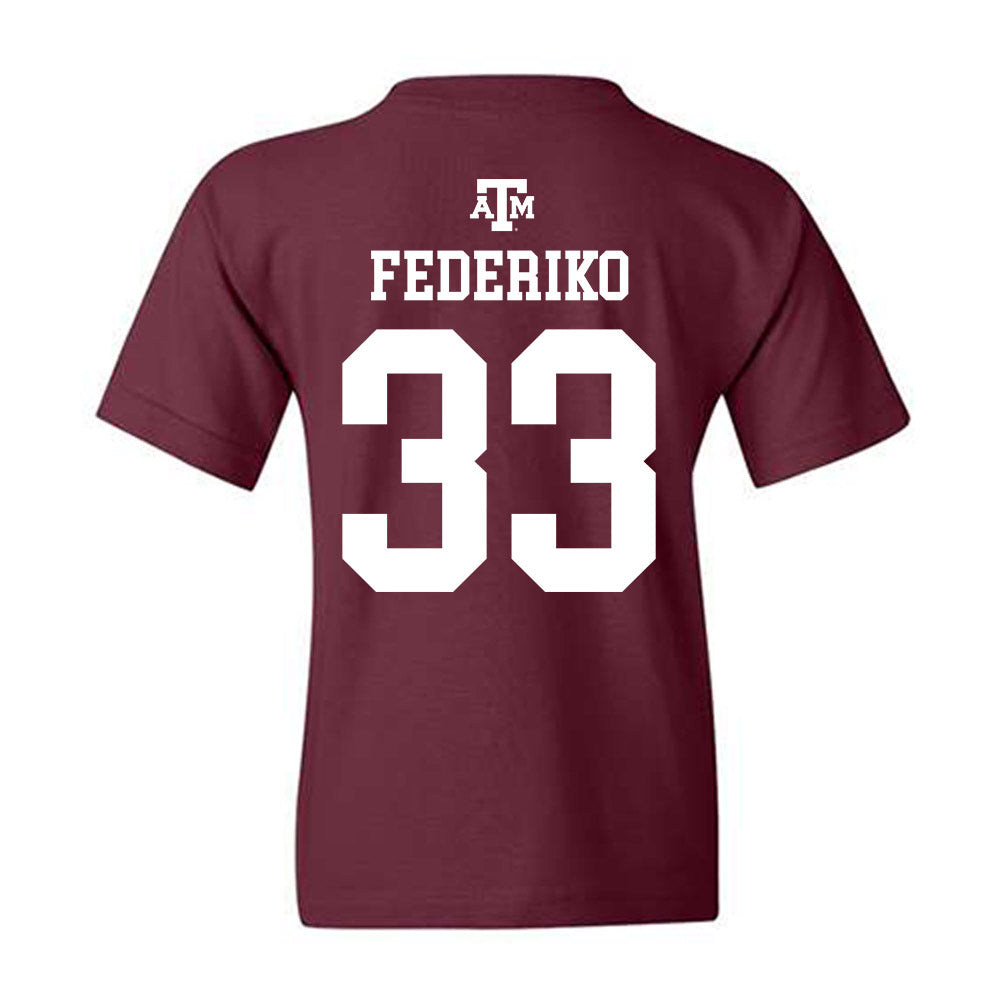 Texas A&M - NCAA Men's Basketball : Federiko Federiko - Maroon Out 2026 Youth T-Shirt-1