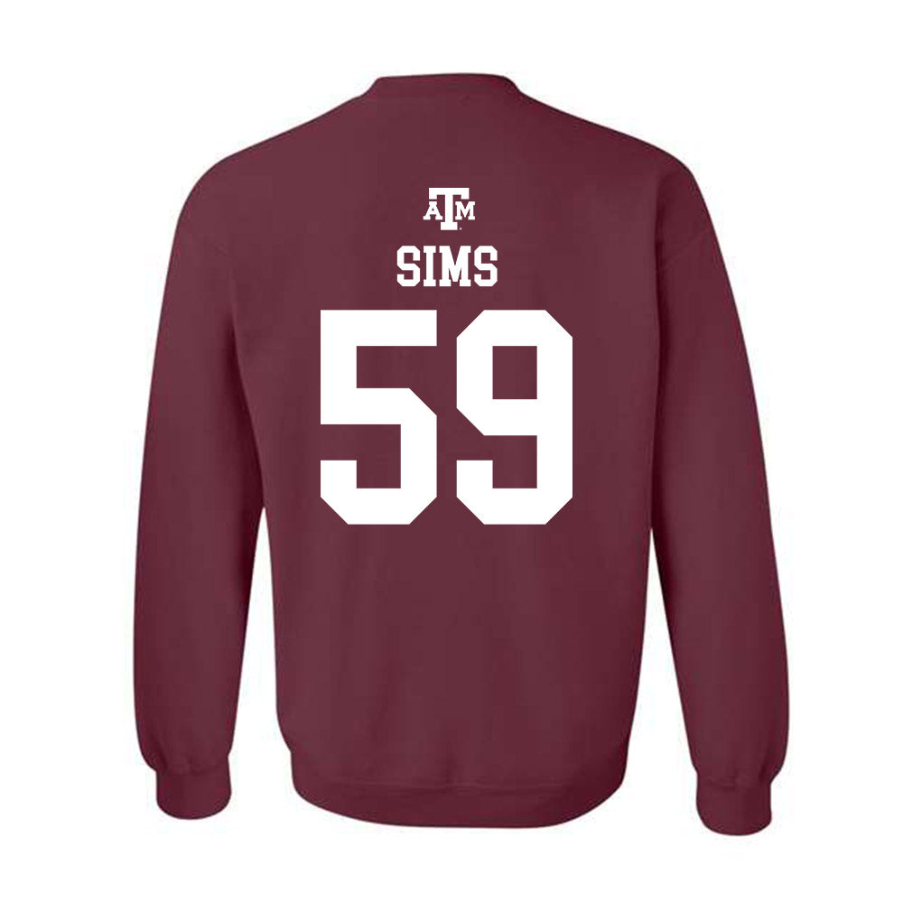 Texas A&M - NCAA Football : Chace Sims - Maroon Out 2026 Crewneck Sweatshirt-1