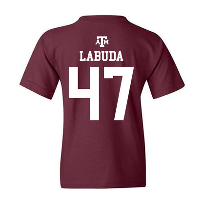 Texas A&M - NCAA Baseball : Blake Labuda - Maroon Out 2026 Youth T-Shirt-1