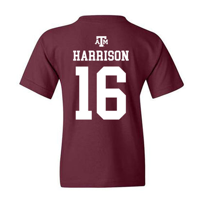 Texas A&M - NCAA Baseball : Connor Harrison - Maroon Out 2026 Youth T-Shirt-1