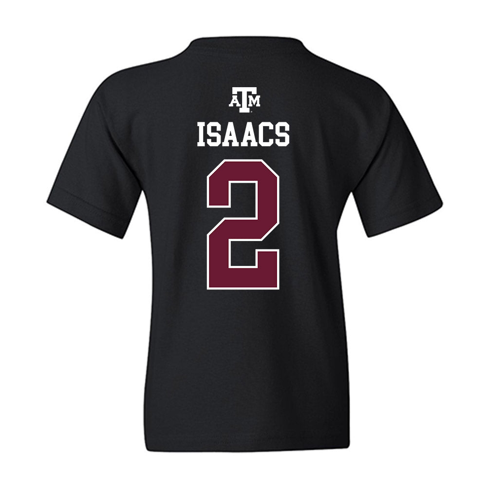 Texas A&M - NCAA Men's Basketball : Pop Isaacs - Black Out 2026 Youth T-Shirt-1
