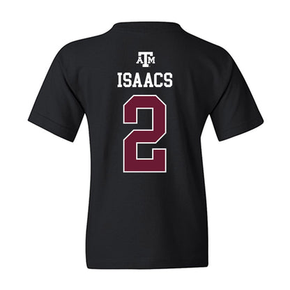Texas A&M - NCAA Men's Basketball : Pop Isaacs - Black Out 2026 Youth T-Shirt-1