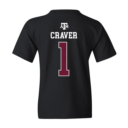 Texas A&M - NCAA Football : Mario Craver - Black Out 2026 Youth T-Shirt-1