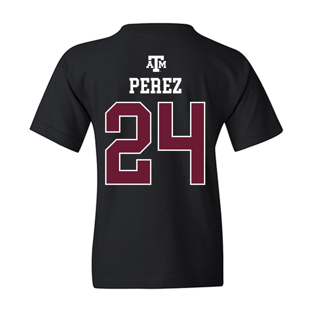 Texas A&M - NCAA Softball : Mya Perez - Black Out 2026 Youth T-Shirt-1