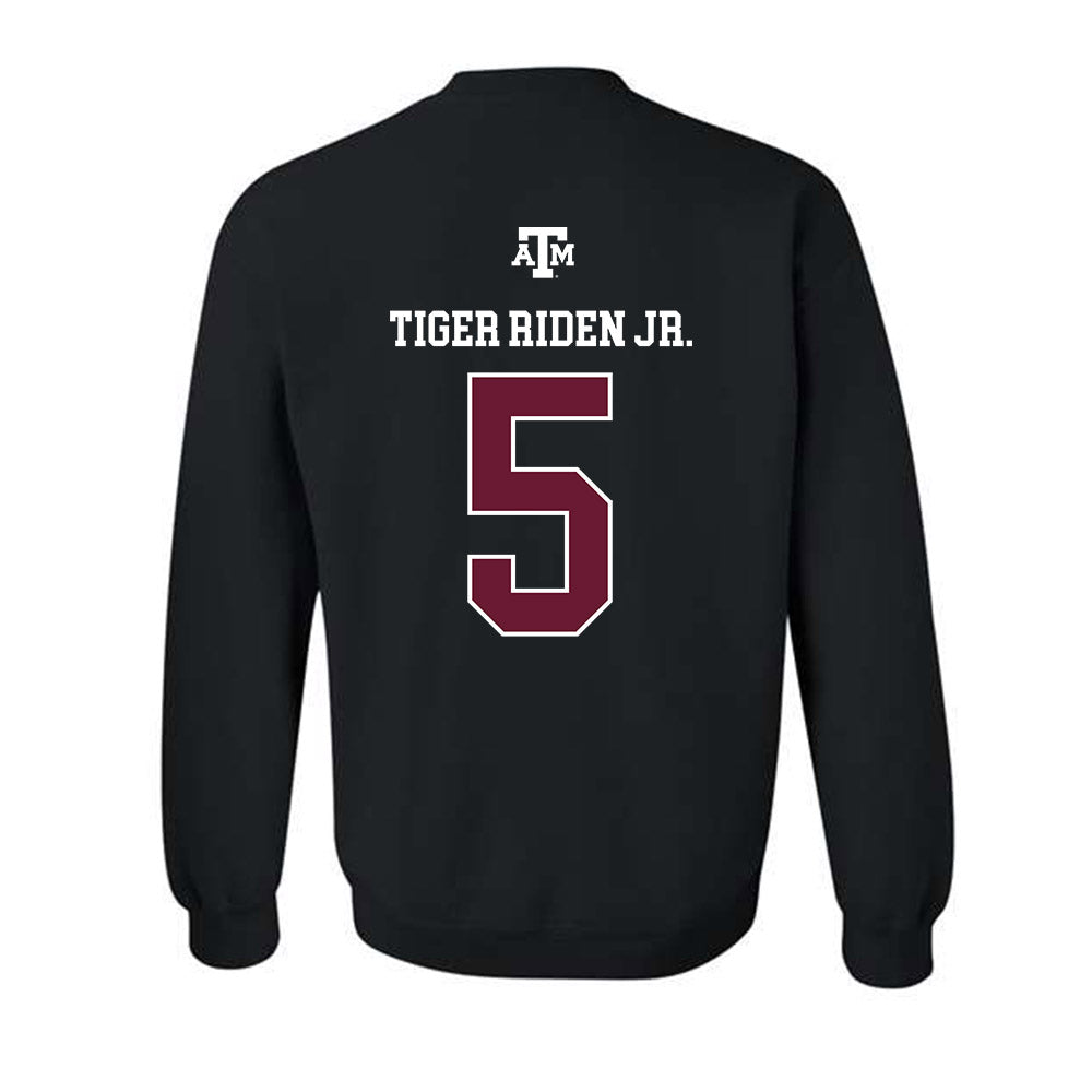 Texas A&M - NCAA Football : Deondrae Tiger Riden Jr. - Black Out 2026 Crewneck Sweatshirt-1