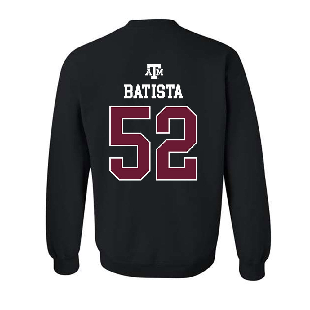 Texas A&M - NCAA Baseball : Elijah Batista - Black Out 2026 Crewneck Sweatshirt-1