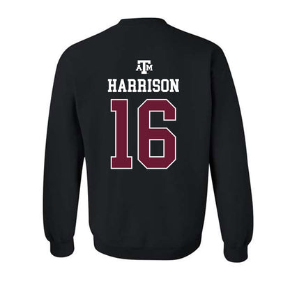 Texas A&M - NCAA Baseball : Connor Harrison - Black Out 2026 Crewneck Sweatshirt-1