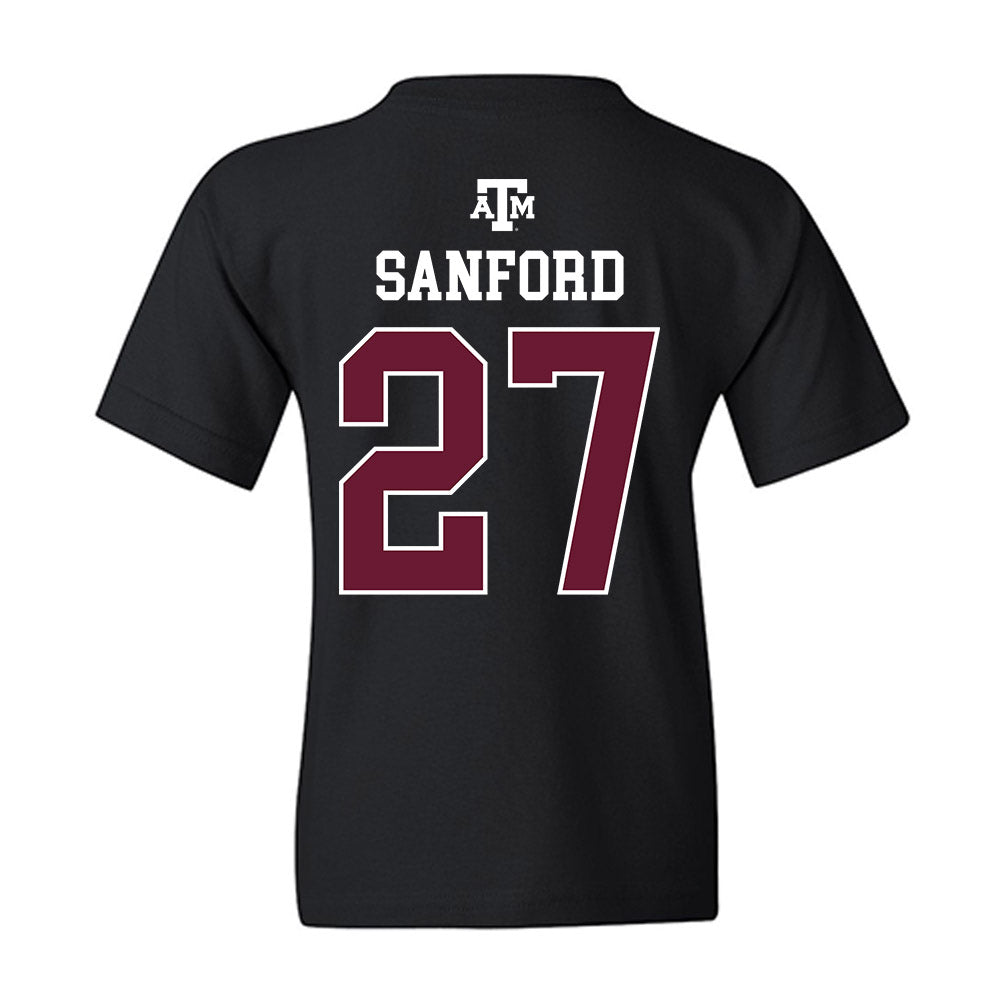 Texas A&M - NCAA Football : Daymion Sanford - Black Out 2026 Youth T-Shirt-1