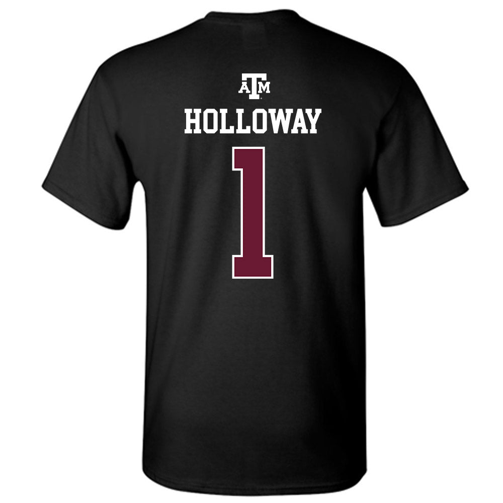 Texas A&M - NCAA Men's Basketball : Josh Holloway - Black Out 2026 T-Shirt-1