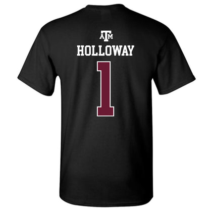 Texas A&M - NCAA Men's Basketball : Josh Holloway - Black Out 2026 T-Shirt-1