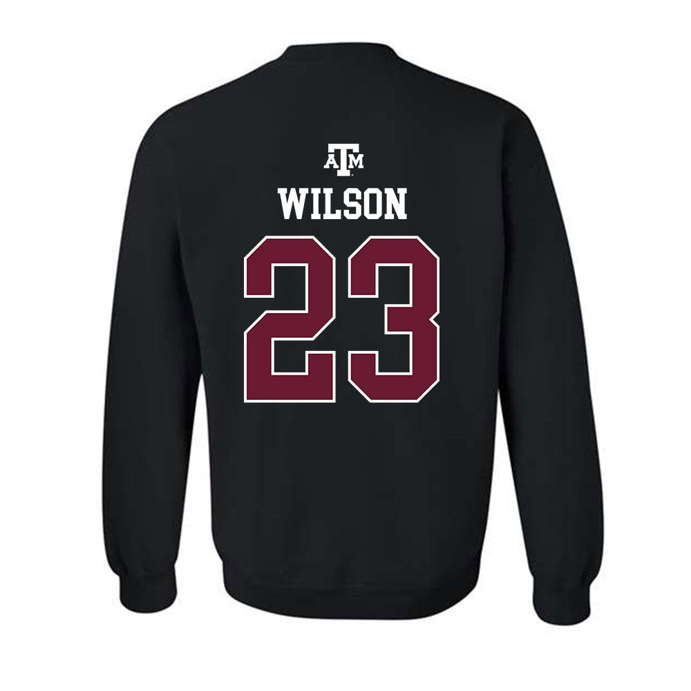 Texas A&M - NCAA Baseball : Jorian Wilson - Black Out 2026 Crewneck Sweatshirt-1