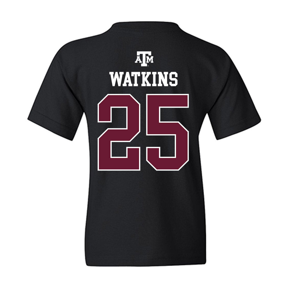 Texas A&M - NCAA Football : Tamarion Watkins - Black Out 2026 Youth T-Shirt-1