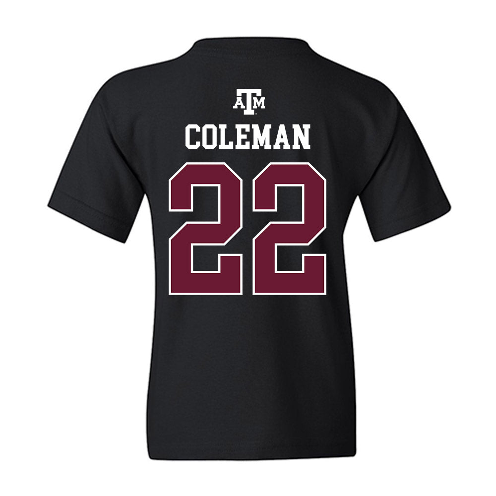Texas A&M - NCAA Softball : Gracyn Coleman - Black Out 2026 Youth T-Shirt-1