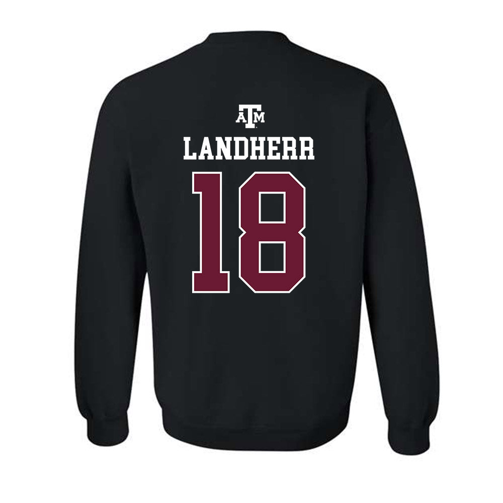 Texas A&M - NCAA Women's Soccer : Lucy Landherr - Black Out 2026 Crewneck Sweatshirt-1