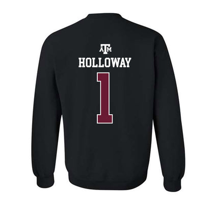 Texas A&M - NCAA Men's Basketball : Josh Holloway - Black Out 2026 Crewneck Sweatshirt-1
