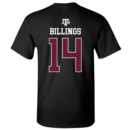 Texas A&M - NCAA Baseball : Luke Billings - Black Out 2026 T-Shirt-1
