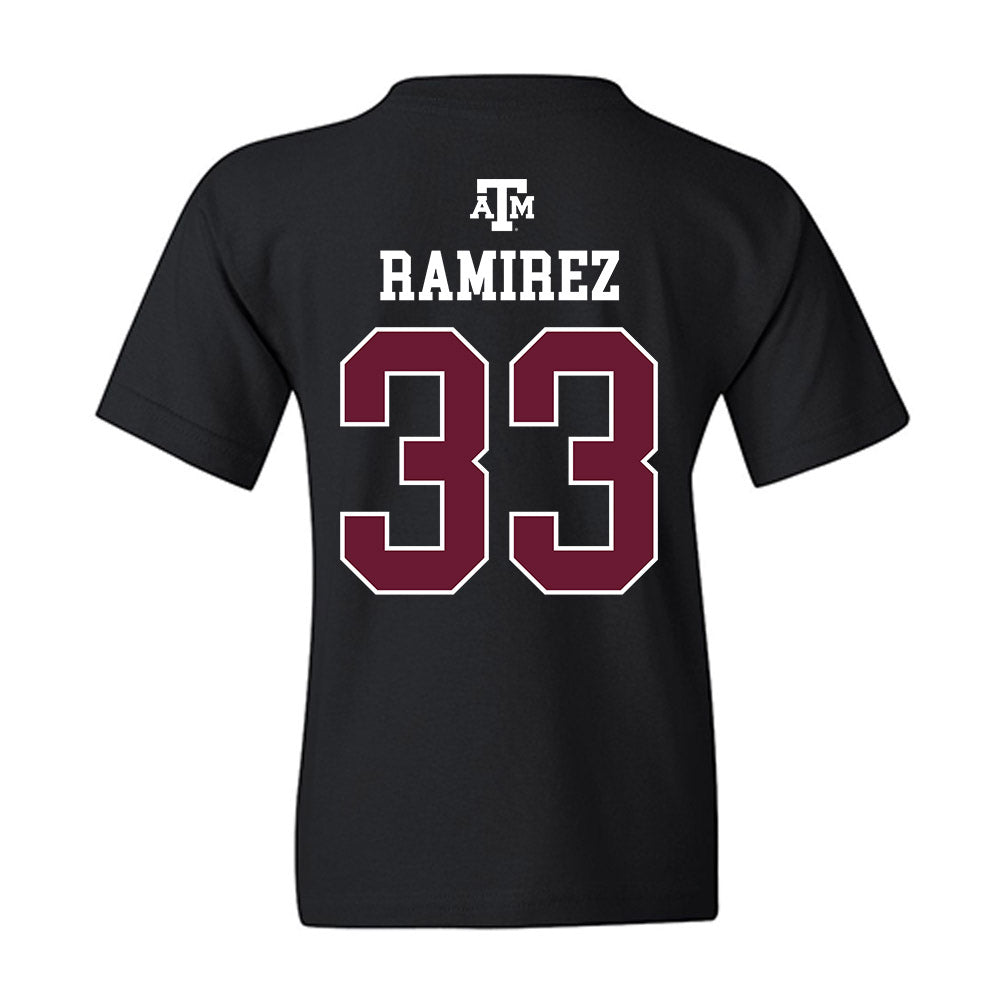 Texas A&M - NCAA Baseball : David Ramirez - Black Out 2026 Youth T-Shirt-1