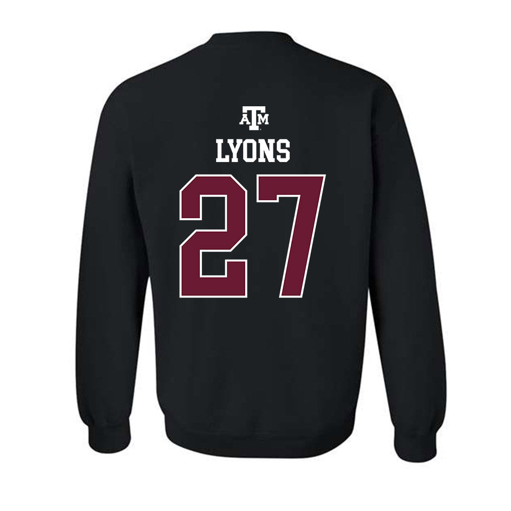 Texas A&M - NCAA Baseball : Gavin Lyons - Black Out 2026 Crewneck Sweatshirt-1