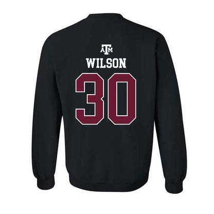 Texas A&M - NCAA Baseball : Kaiden Wilson - Black Out 2026 Crewneck Sweatshirt-1