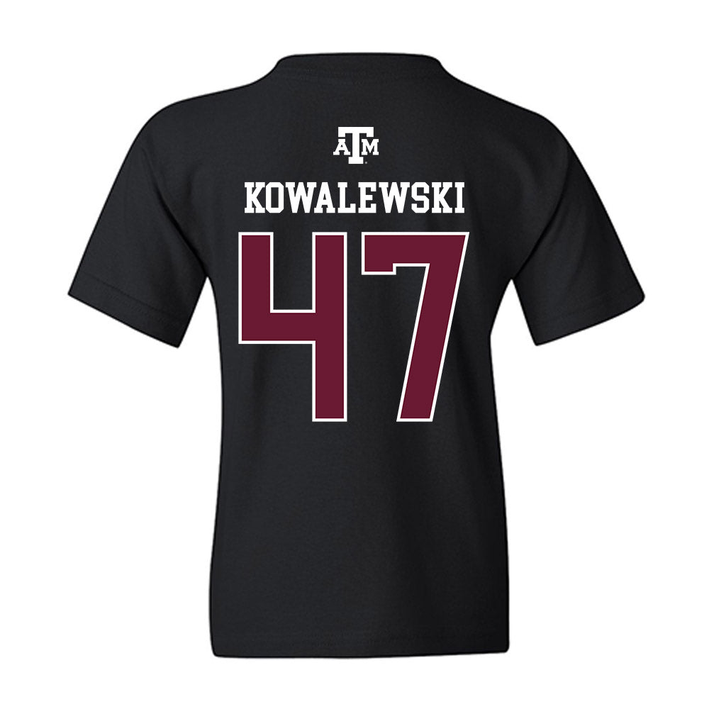 Texas A&M - NCAA Softball : Ariel Kowalewski - Black Out 2026 Youth T-Shirt-1