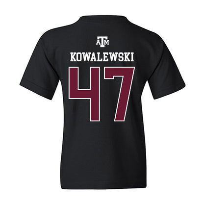 Texas A&M - NCAA Softball : Ariel Kowalewski - Black Out 2026 Youth T-Shirt-1
