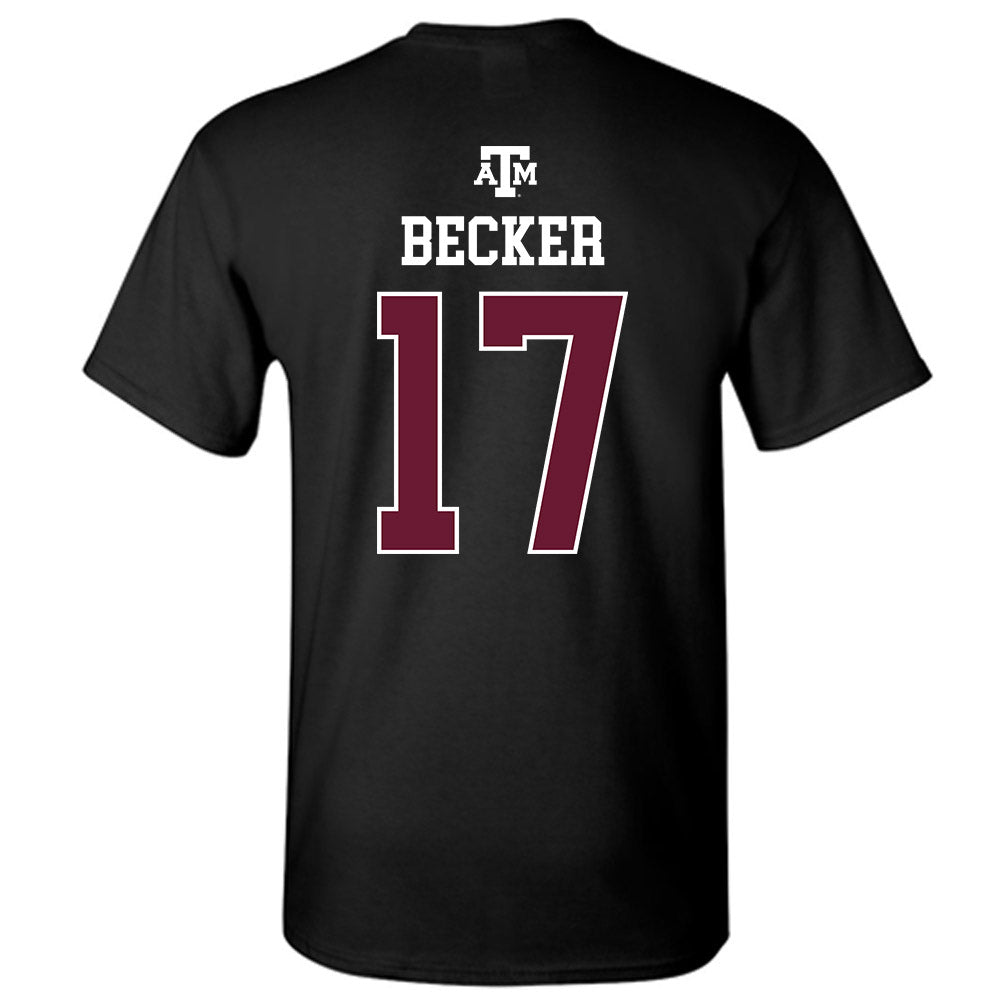 Texas A&M - NCAA Baseball : Zane Becker - Black Out 2026 T-Shirt-1
