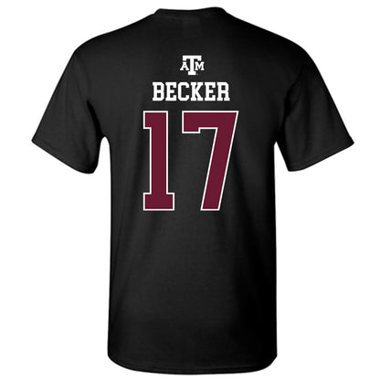 Texas A&M - NCAA Baseball : Zane Becker - Black Out 2026 T-Shirt-1