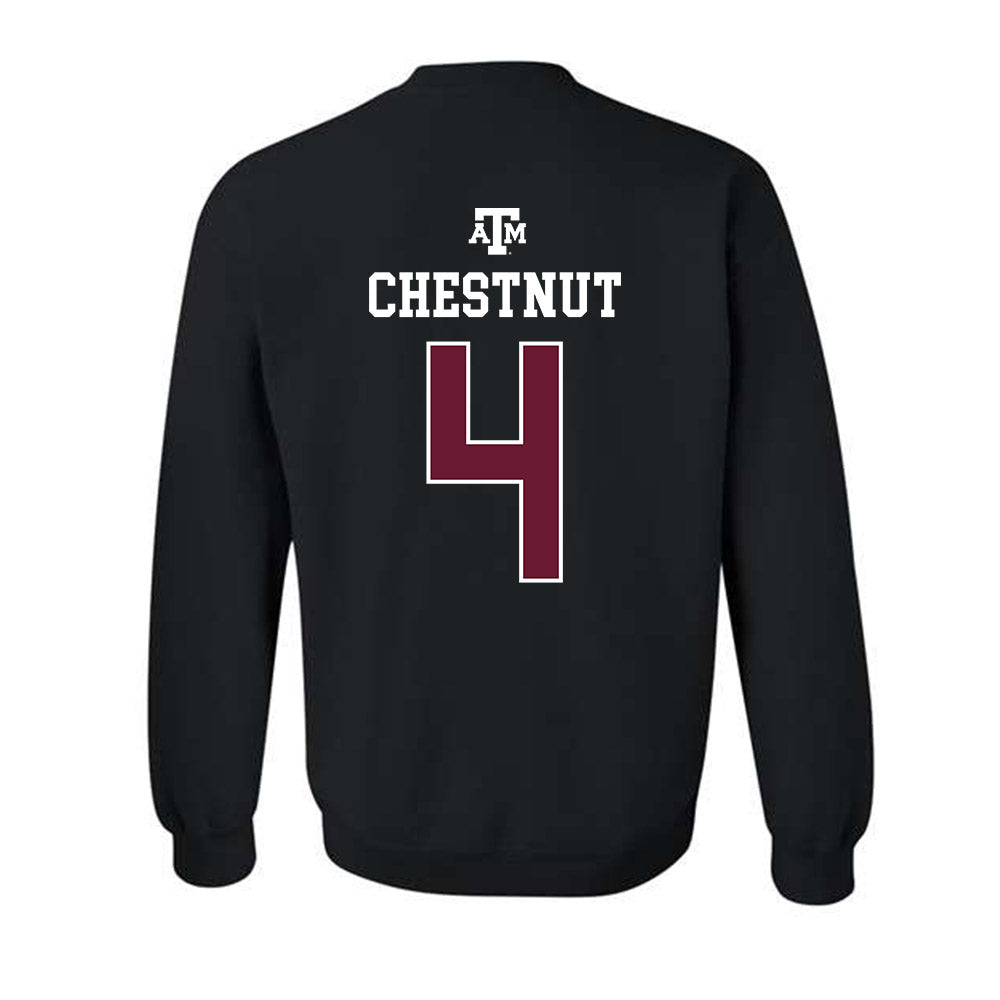 Texas A&M - NCAA Baseball : Travis Chestnut - Black Out 2026 Crewneck Sweatshirt-1