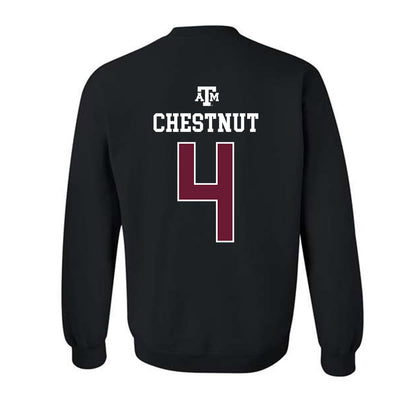 Texas A&M - NCAA Baseball : Travis Chestnut - Black Out 2026 Crewneck Sweatshirt-1