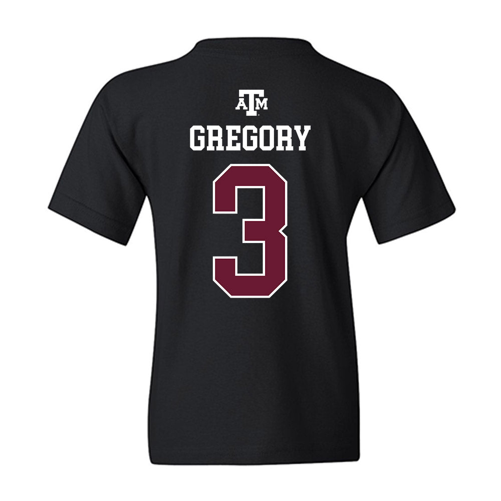 Texas A&M - NCAA Football : Aaron Gregory - Black Out 2026 Youth T-Shirt-1
