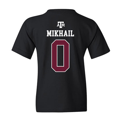 Texas A&M - NCAA Football : Noah Mikhail - Black Out 2026 Youth T-Shirt-1