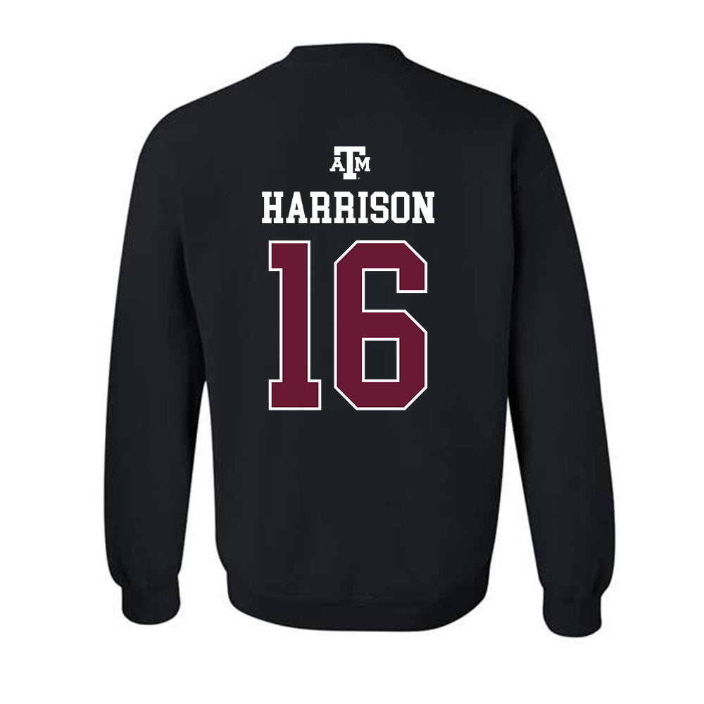 Texas A&M - NCAA Baseball : Bear Harrison - Black Out 2026 Crewneck Sweatshirt-1